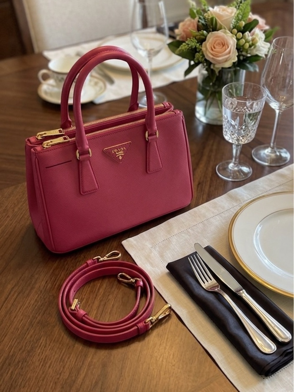 Prada Saffiano Lux Galleria Double Zip Bag
